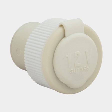 Cigarette socket Sutars, recessed, round, 12 V, 16 A, with thread, white