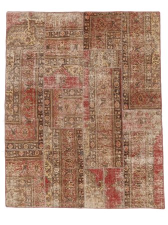 Noué À La Main Patchwork Tapis 184X238 Vintage De Laine Marron