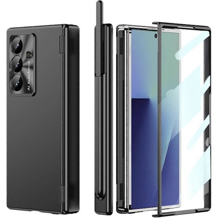 för Samsung Galaxy Z Fold 7 Skal med S Pen-hållare & Stylus, Full Body Telefonskal Inbyggt Skärmskydd Gångjärnsskydd Slim Skyddsskal