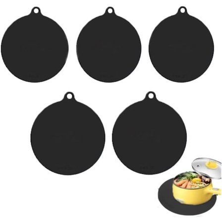 5 induktiosuojan pakkaus 22 cm sähköinen induktioliesisuoja liukumaton silikonialusta pannunalunen naarmuuntumaton suojus lämpöeriste 240 musta