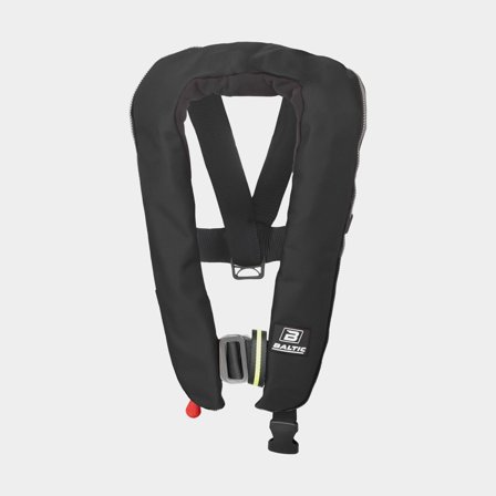 Uppblåsbar flytväst Baltic Winner Sele 150N, automatisk, svart + kolsyrepatron 33 gram, 40 - 150 kg