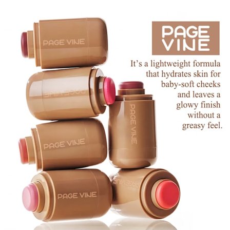 PAGE VINE Fickrouge Stick 6 Färger Läpp och Kind Vattenljus Stick Highlighter Lys Upp Naturlig Vattenljus Hud 03-spicy marg 03-spicy marg
