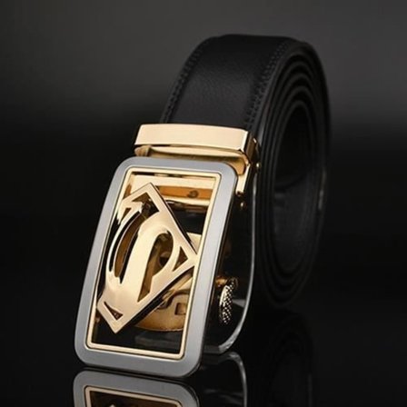 Lyxigt läderbälte för män Metall Automatiskt Spänne Business Official Black