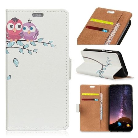 iPhone Xs Max mønstret læder flip cover - Owl Lover