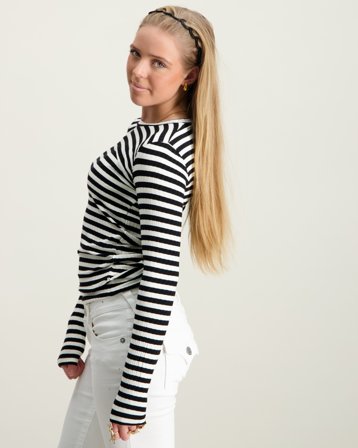 Mads Norgaard 5x5 Classic Stripe Talika Top Svart T-skjorter Jente - Kids Brand Store