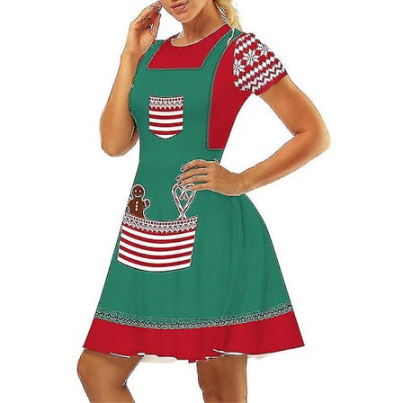 Julekjole til kvinder med striber i A-linje (esheng)