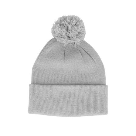 Beechfield - Grå pom Beanie - Light Grey Pom Blank Beanie @ Hatstore