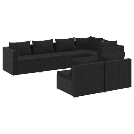 Vidaxl Loungegrupp För Trädgården Med Dynor 7 Delar Konstrotting Svart
