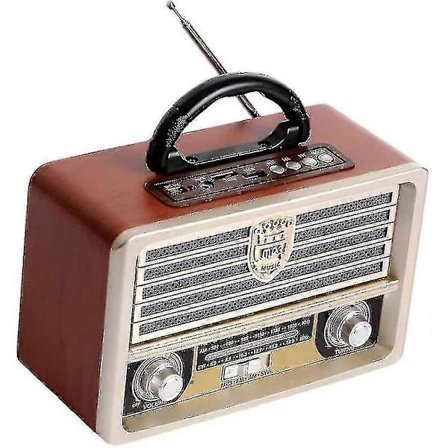 Retro Radio i trä, FM-radio, CD-spelare, med gammaldags stil, stark bas, Mini Audio Utomhus Hög volym