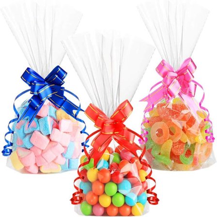 100 stk. cellofanposer med bund, transparente poser, 15 x 25 cm transparente slikposer, gaveposer, små poser til slik leveres med 100[YID]