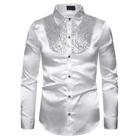 Herre pailletter Slim Fit Button-down skjorter Festkjole skjorte toppe