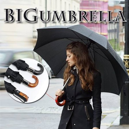 Luksus Automatisk Paraply Regn Mørk Business Træ Solparaply