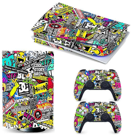 PS 5 Skin Disc Edition Anime Konsol och Kontroller Vinyldekal, Hållbar, Repskyddad, Exakt Justering, Kompatibel med Play-Station 5