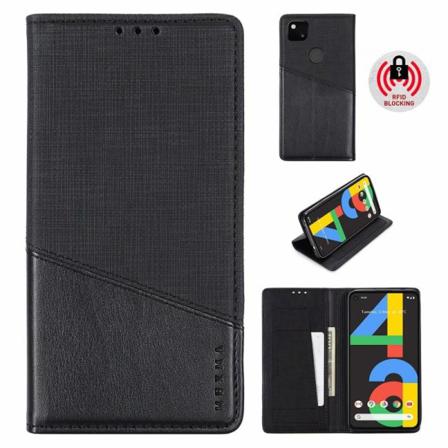 Google Pixel 4a 4g/lte Elegant Fodral I Pu-läder Med Rfid Block Svart