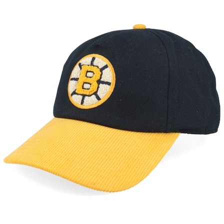 American Needle - Negro unconstructed Gorra - Boston Bruins Burnett Black/Yellow Corduroy Dad Cap @ Hatstore