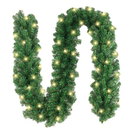 2,7 m Julekrans Julgranskrans Manteldekoration Krans Korg Girlang med 30 LED