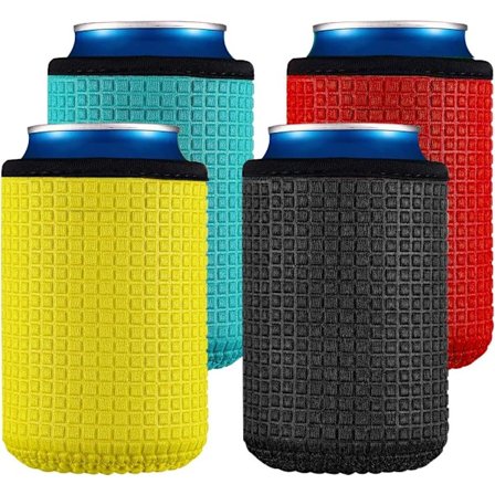 4 stk. dåseholdere, isolerende dåseholdere, skridsikre dåseholdere, neoprenkølere, drikkevarekølere, til øl, cola osv. (tilfældig farve)