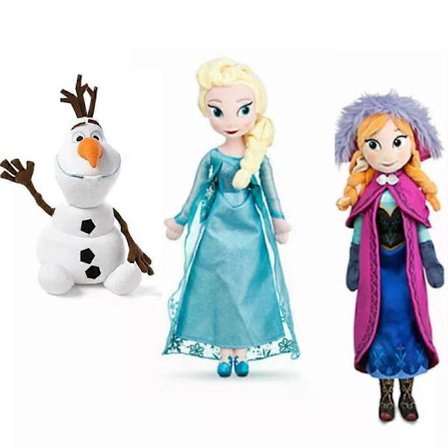 3 stk. 40 cm Disney Princess kosedukke Elsa&Anna&Olaf Julegaveleker - 3 stk. Elsa&Anna&Olaf
