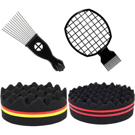Twist Curl Svamp 4 Stykker Afro Twist Hår Svamp Afro Hår Kam Hårbørste Svamp Afro Metal Kam Afro Twist Hår Svamp kompatibel Afro Kruset Hår