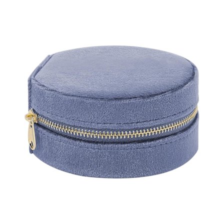 Rejsesmykkeskrin til kvinder, lille, transportabelt rejsesmykkeetui, mini smykkeorganisator til ringe, øreringe, halskæder, armbånd, blå