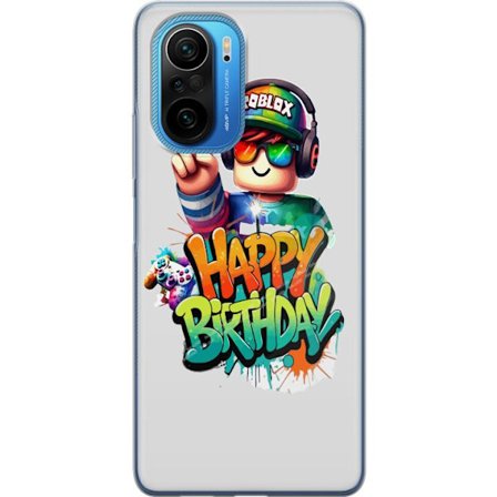Kompatibelt Mobilskal till Xiaomi Xiaomi Poco F3 Roblox födelsedagsillustration med lycklig födelsedagstext färgglad gamerdesign perfekt för barnk
