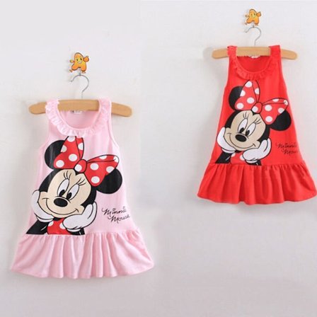 Minnie Mouse Cartoon Print Baby Barn Flickor Klänning rosa 120cm