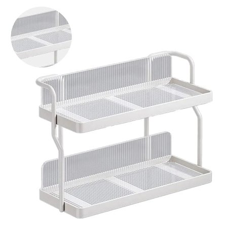 2-etasjes krydderhylle for kjøkken - Plassbesparende benkeplateorganisator, veggmonterte akrylhyller, ideell for krydder