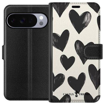 Kompatibelt Lommeboketui til Google Google Pixel 10 Pro Cactus and Friends - Bold Black Love Pattern