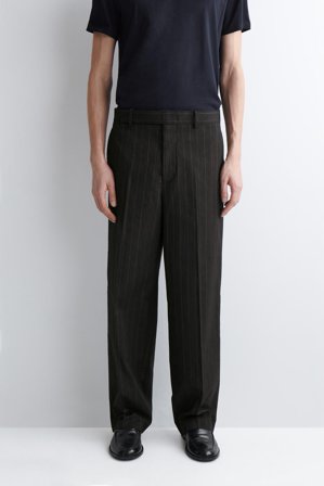 COS Spodnie Garniturowe W Prążki Z Szerokimi Nogawkami in Szary