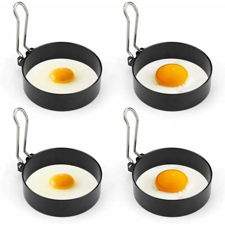 Non-Stick Egg Rings, 4 stk Rustfritt Stål Runde Eggformer for Stekt og Posjert Egg Crumpets til Kokekar og Dampkjeler