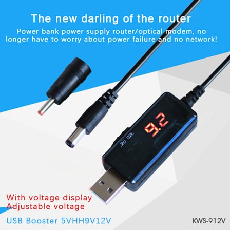 USB till power 5V USB DC 9V 12V adapter Svart