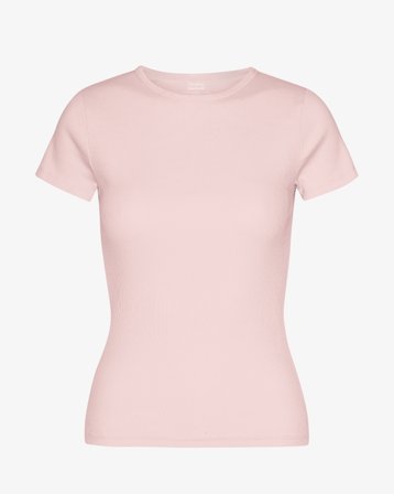 Organic Rib T-Shirt - Faded Pink L