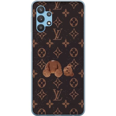 Kompatibel Mobilcover til Samsung Samsung Galaxy A32 5G Luksuriøst monogrammønster med knust bamse i mørk modeæstetik
