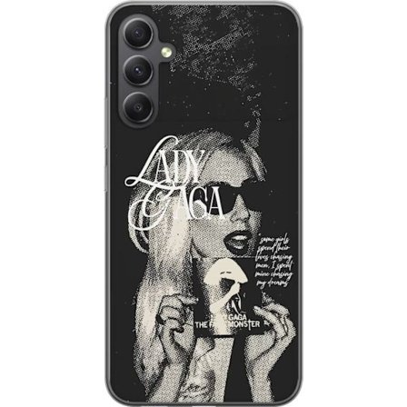 Yhteensopiva Puhelinkuori Samsung Galaxy A25 Lady Gaga mustavalkoinen retrojuliste aurinkolaseilla ja pop-taide-estetiikalla