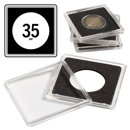 Leuchtturm QUADRUM firkantede møntkapsler til mønt Ø 35 mm - 10 stk.