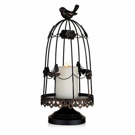 Koristeellinen linnunhäkkikynttilänjalka sisustukseen musta 38cm
