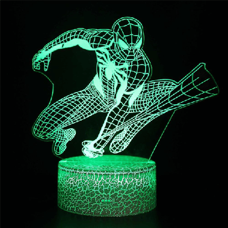 3D-illuusio LED-lamppu Hämähäkkimies Yövalo Lapsille 7 Väriä Vaihtava Kosketuskytkin Dekoraatio Makuuhuoneen Lamppu Pojille Tytöille Joululahjat [dB} 