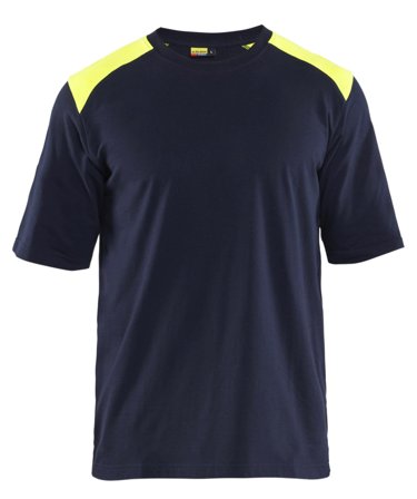 Blåkläder 347617378933S T-shirt marinblå/gul, flamskydd S, Kläder