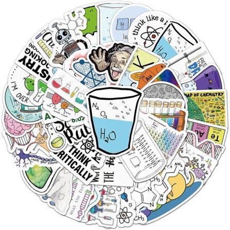 IC 50 stk/pakke Science Lab Kemi-klistermærker Forskere Sjove klistermærker Skateboard Bærbar telefon Graffiti-dekal Dekal Børnelegetøj