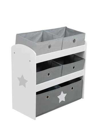 ROBA Wooden Toy Shelf 'Stars' - Grey - 60X 63.5X 30CM