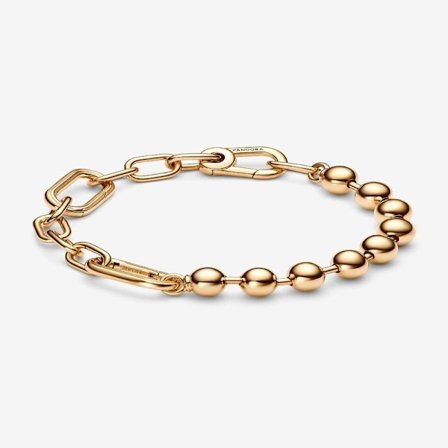 Pandora - Pandora ME Metallperle- og Lenkearmbånd - 14k gullbelegg