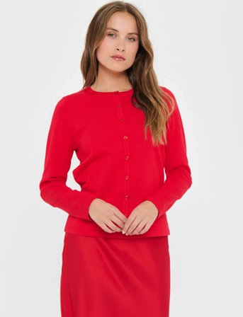 Saint Tropez A8661, Milasz R-Neck Cardigan - Red - XS
