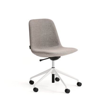 Stol LANGLEY, lav, med hjulstativ, hvit/taupe