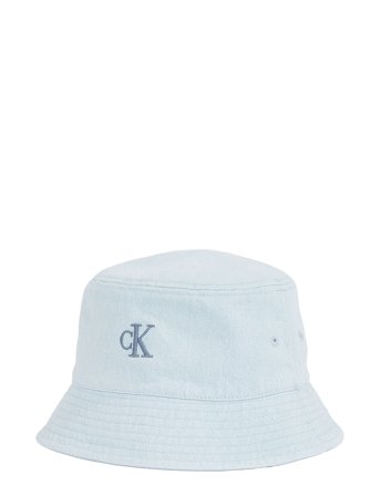 Calvin Klein Monogram Embroidery Denim Bucket - Blue - ONE SIZE