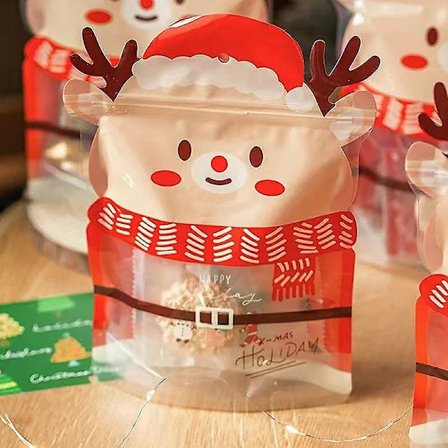 10 st Julgodis Förpackning Ziplock Påsar Snacks Tote Förseglad Förvaring[YJD]
