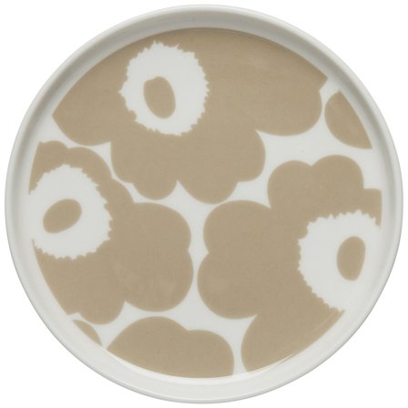 Marimekko Unikko tallerken, 13,5 cm, hvit/beige' - 'Hvitt og beige