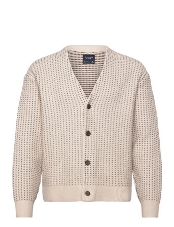 Abercrombie & Fitch Cream Birdseye Cropped Vintage Cardigan - Beige - XL