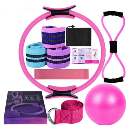 Pilates Kit Pilates Essential Kit for Kvinner Pilates Ringer Ballsett Motstandsbånd Mer for Hjemmetrening