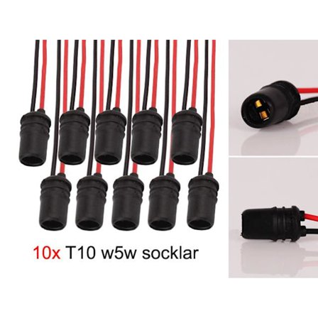 T10 w5w led / halogen kontakter / sockel fattning 10-pack mjuka