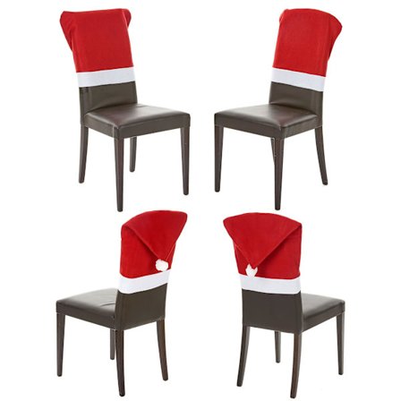 4 röda julstolsöverdrag